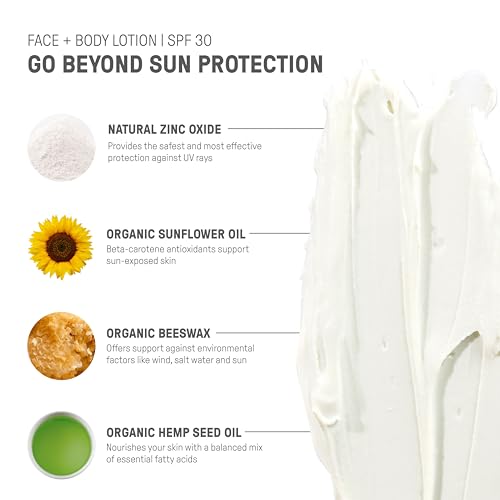 Raw Elements Face and Body Mineral Sunscreen SPF 30 Tube, Organic Sunblock Daily Protection, Non Toxic Reef Safe, Water Resistant, Cruelty Free, 3 oz (Pack of 1)