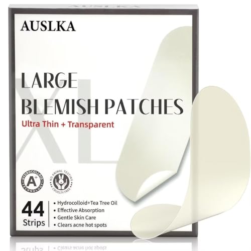AUSLKA Blemishes Patches - 44 Strips, Hydrocolloid Dots - Large Blemishes Patch - Blemishes Stickers - Zit Breakouts - Suitable for Larger Area Outbreaks
