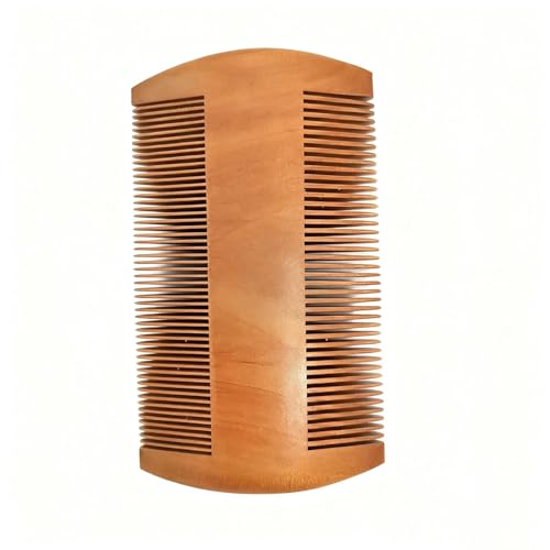 Wooden Beard Comb with Dual Fine & Coarse Teeth - Ideal for Applying Balms & Oils, Pocket-sized Comb for Beards & Mustaches