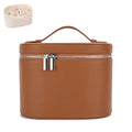 Leather Make Up Bags With Compartments, Brown travel Cosmetic Bags for Women, Parallel Makeup Travel Bags Organizer Equipped With a Detachable Divider