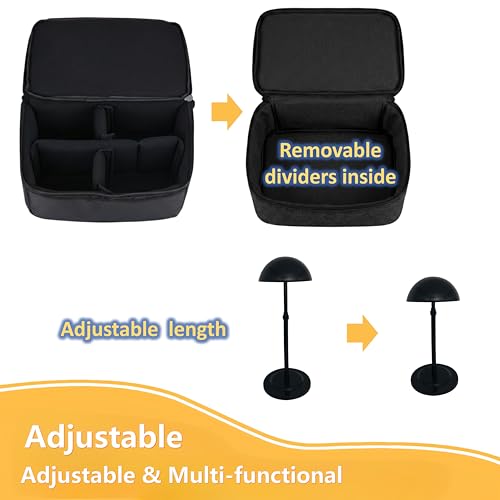 Professional Wig Travel Box Set ? Includes Collapsible Wig Stand & Storage Bag ? Dustproof Makeup Organizer Case for Wigs, Extensions & Hair Styling Tools
