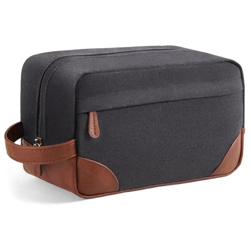 Vorspack Large Travel Toiletry Bag - Hanging Toiletry Bag for Men Water Resistant Canvas Shaving Bag with Large Capacity for Home Travel - Dark Grey
