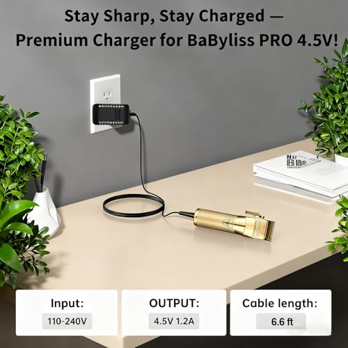 4.5V Power Adapter Charger for BaByliss PRO FX870 FX788 FX787 FXSSM FX820 FX726 FX825 Outlining Trimmer Compatible with BaByliss GOLDFX Hair Clippers