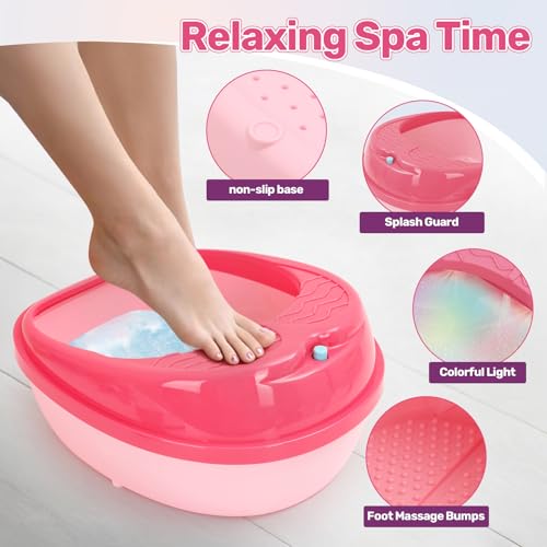 Kids Foot Spa Kit - Kids Spa Day Kit for Girls 4-12 Years. - Pedicure Foot Spa, Girls Spa Set Nails Art Salon Girl Stuff - Parties & Christmas Birthday Gifts for 7 8 9 10-12 Year Old Girl Gifts