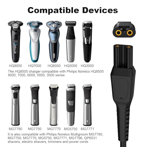 15V Charger Cord Compatible With Philips Norelco HQ8505 9000 7000 6000 5000 3000 Series, Multigroom MG7796 MG7750 MG7770 MG5750 MG7771 MG7790 QP6531 Shaver Electric Razor Trimmer Power Cord 4 FT