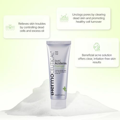 tHermoCEUTICAL DeAC Aciderm Foamgel ? Acne Face Wash with Salicylic & Glycolic Acid | Oil?Control Exfoliating Cleanser for Oily, Acne?Prone Skin | Pore Care Cleansing Foam, 3.38?fl?oz