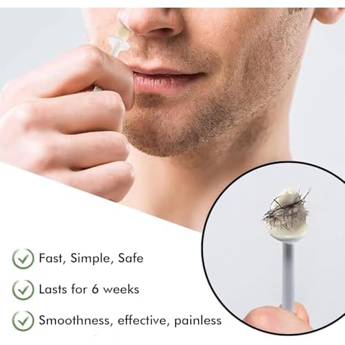 Nose Wax Kit, 120g Wax Beads, Nose Hair Wax for Men and Women, 15-20 Uses Painless Nasal & Ear Hair Removal With 40 Applicators, Wooden Sticks, Balm Wipes and Moustache Guards | Lasts up to 5 Weeks