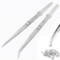 Adjustable Slide Lock Nail Art Tweezers Set,Precision Rhinestone Jewel Craft Tweezers, Anti Static Locking Tweezers for DIY Nail Stickers Nail Art,2 Pieces
