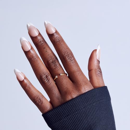 KISS CORE Magnetic French Tip Press On Nails, Patchouli, White, Medium, 32 Count