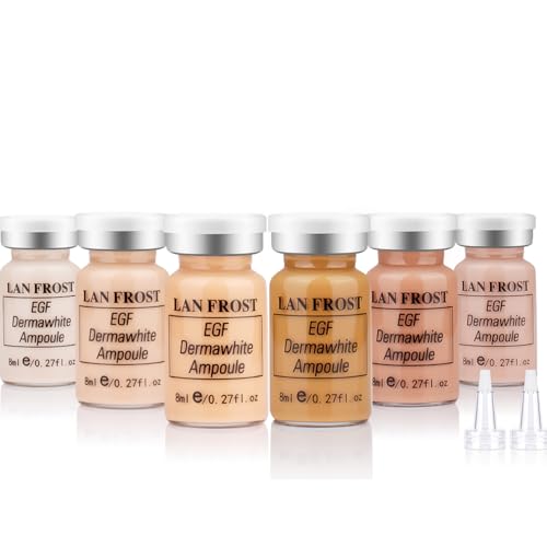 Facial Glow Serum Starter Kit Hyaluronic Acid Essence Foundation Skin Care Kit 0.27oz 6 Vials, Combined With Niacinamide and Peptides To Brighten Skin Tone Anti-Aging Foundation 6-Color(Multicolo)