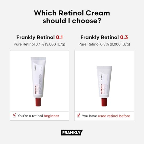 FRANKLY Retinol 0.3% Cream, 0.7 fl oz - Korean Intensive Retinol | Night Cream | Ceramides & Natural Ginseng | Anti-aging, Wrinkles Care, Reduces Congestion and hyperpigmentation | Korean Skin Care