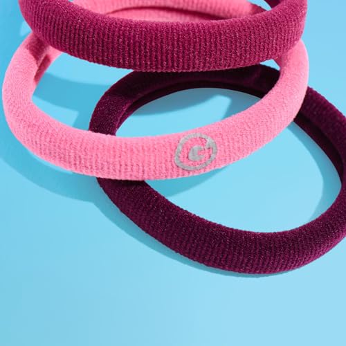 Gimme Beauty Medium Hair Bands Seamless Nylon - Low Profile Hair Accessory - Snag Free Tie for Firm, Lasting Hold - Soft, Non-Slip Ponytail Holder for Women - Pink, Burgundy, & Blonde, 12 Pack
