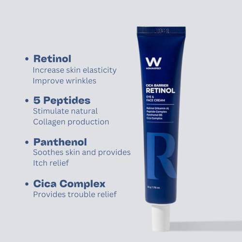 Wonjin Effect CICA BARRIER RETINOL EYE & FACE CREAM 1.76 fl Oz, Retinol Vitamin A, Peptides, Wrinkle Care, Soothing, Panthenol Vitamin B5