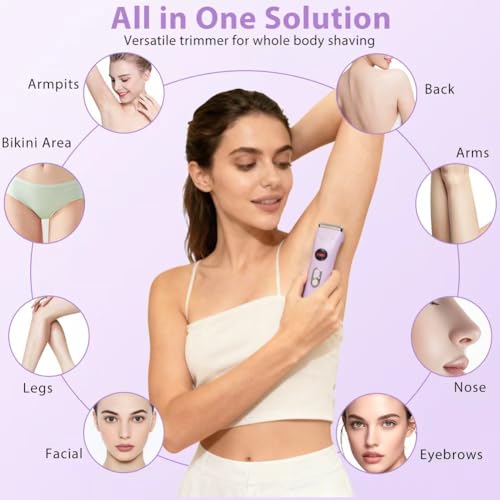 Abnaok 4-in-1 Electric Razors for Women, Cordless Electric Razors for Body Hair, IPX7 Waterproof Bikini Shaver with Replaceable Blade Heads & LED Display for Face/Underarm/Leg
