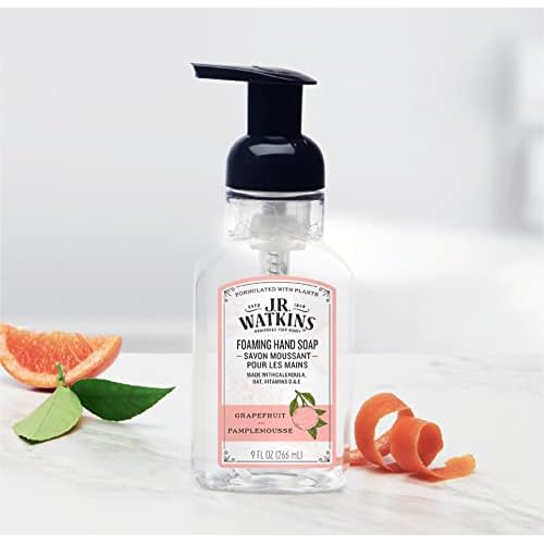 J.R. Watkins Foaming Hand Soap with Pump Dispenser, Moisturizing Foam Hand Wash, Alcohol-Free and Cruelty-Free, Pamplemousse/Grapefruit, 9 fl oz, 3 Pack