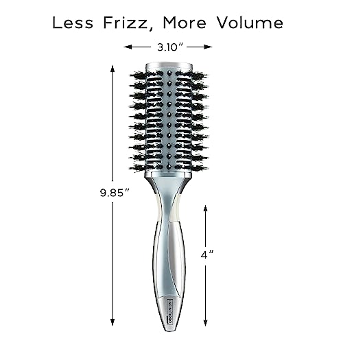 InfinitiPro by Conair Hairbrush, Porcupine Round Brush, Detangler Brush Helps Reduce Frizz and Add Volume, Smoothwrap Series in Icy Blue, Pack of 1