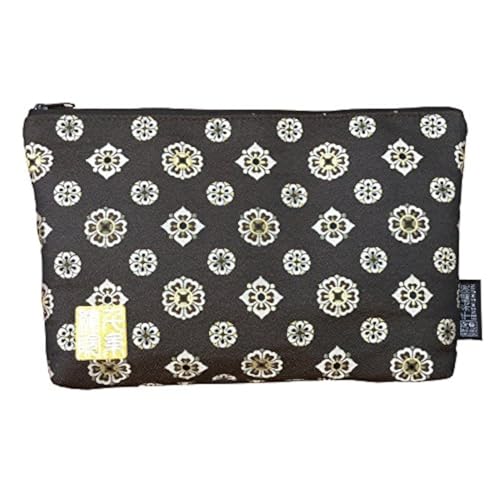 Brocade zipper pouch, lined with Nishijin brocade, size M. (Shosohanabishimon)