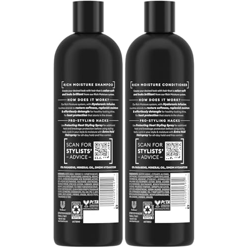 TRESemm? Shampoo and Conditioner Set, Rich Moisture with Hyaluronic Acid ? Vitamin-Enriched Hair Products for Dry Hair, Curly, All Hair Types, 16.5 Oz Ea