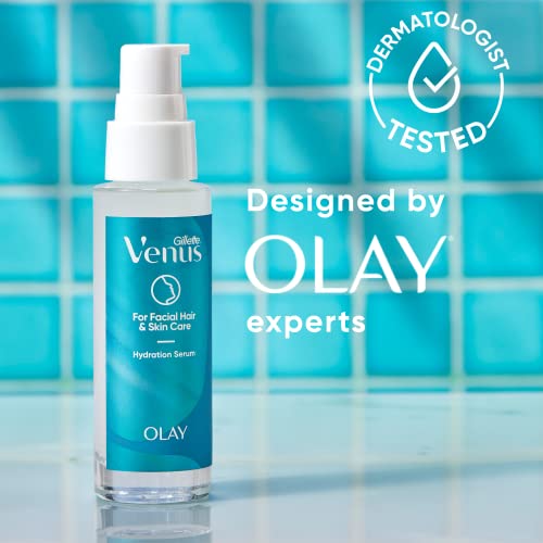 Gillette Venus Facial Hydration Serum with a Touch of Hyaluronic Acid, 1.5 oz Bottle, Use Post Dermaplaning Tool, Dermaplaning Moisturizer, Dermaplane Oil, Dermaplane Moisturizer, Pre Eyebrow Razor