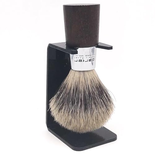Parker 3-Band Pure Badger Shaving Brush with Stand ? Long Loft Bristles for Generating a Rich Lather, Ergonomic Walnut Handle with Chrome Accents, Handmade Wet Shaving Brush | Iconic Brand