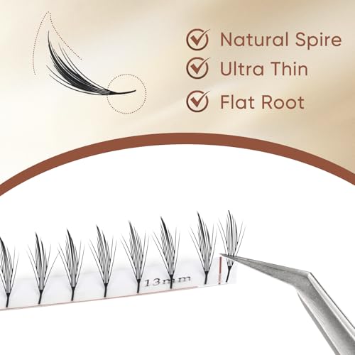 Premade Wings Lash Extensions 8-15mm Mix Lash Tray C/D Curl Premade Volume Fans Comic Spire Eyelashes Black Flat Root Feather Soft Individual Anime Spire Eyelash (Wing 2-C Curl, 8-15mm Mix)