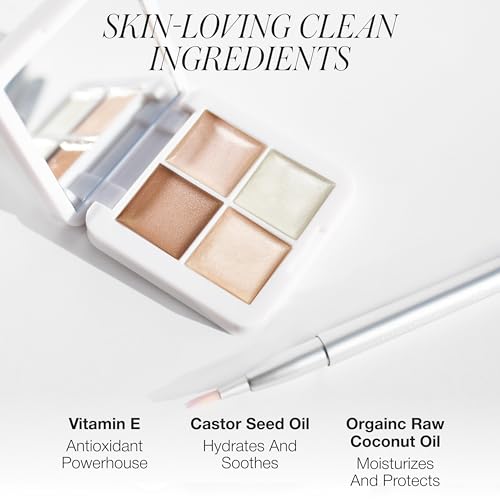 RMS Beauty Lip2Cheek Glow Quad ? Creamy Multi-Use Blush & Lip Color Palette with 4 Radiant Shades, Hydrating Formula for Natural Radiance, Long-Lasting, 0.42 oz