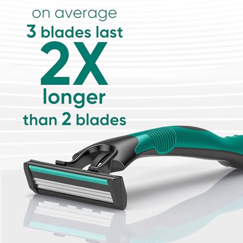 50 count Disposable Razors for Men,3-Blade Razors,Bulk Stainless Steel Shavers with Lubricating Strip for Shaving Sensitive Skin