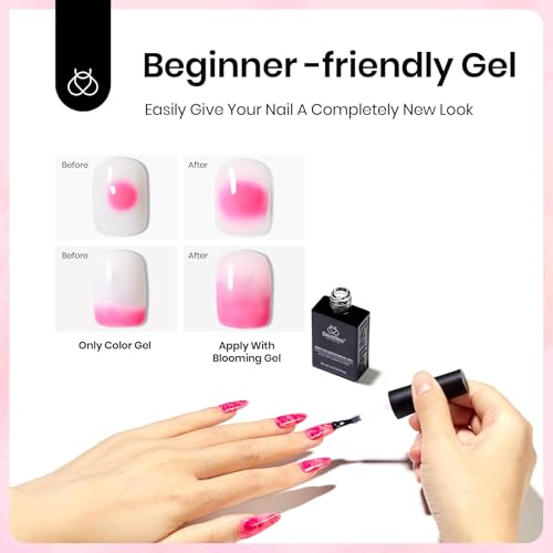 Beetles Blooming Gel, Blooming Gel Nail Polish Clear Uv Led Blossom for Spreading Effect Marble Natural Stone Watercolor Floral Print Soak off Diy Spring Nail Art Design Manicure Gifts for Women