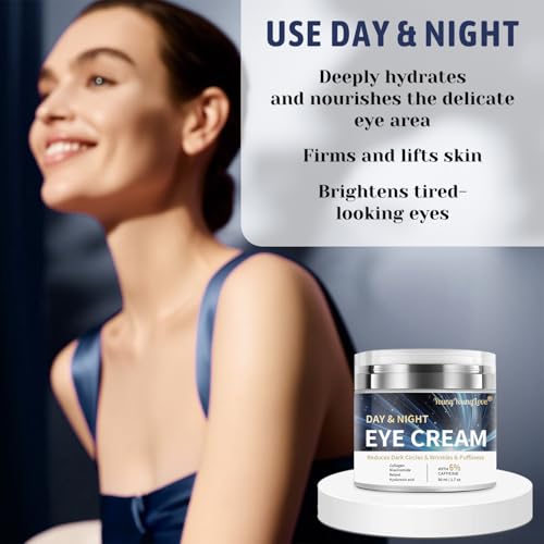 Day & Night Eye Cream with 6% Caffeine, Collagen, Retinol & Niacinamide - Anti-Aging, Deeply Moisturizing and Firming Eye Cream for Dark Circles, Puffiness, Fine Lines & Wrinkles, 1.76oz