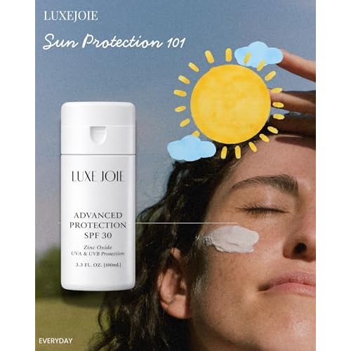 LuxeJoie Mineral Sunscreen SPF 30 ? Zinc Oxide Broad Spectrum UVA/UVB Protection ? Lightweight Daily Face & Body Sunscreen for Sensitive Skin ? 3.3 oz