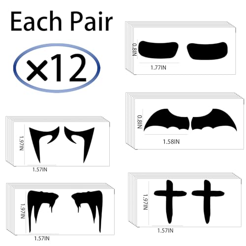 60 Pairs Eye Black Temporary Tattoos, Sports Face Eye black Temporary Tattoos for Baseball Football Softball Themed Party Birthday Party Supplies (Mix)