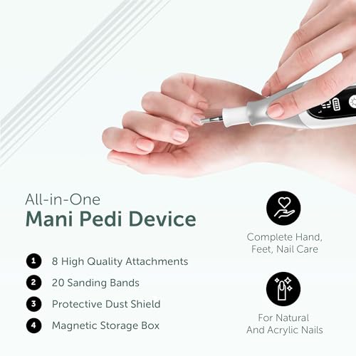 PediLux Pro Professional Manicure Pedicure Kit, Thick Toenail Grinder, Cordless Electric Nail File Drill, Toe Nail for Dremel Tool, Filer, Sander, Remove Callus for Humans, Men, Women, Seniors