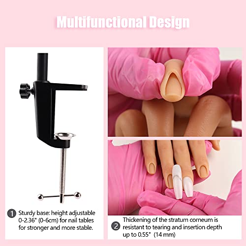 Nail Pratice Training Hand for Acrylic Nails with Stand Bracket,Soft Silicone Maniquin Hand, Flexible Bendable Nail Practice Fake Hand for Nails Art Practice Tool