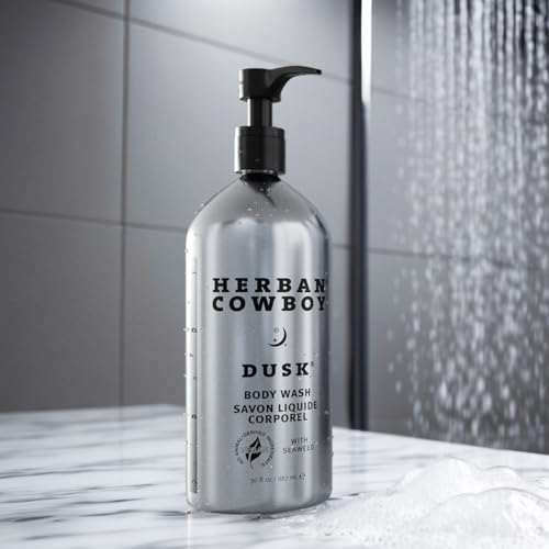 Herban Cowboy Body Wash, Rich Cologne Scent, Enhanced with Plant-Powered Ingredients, Vegan Body Wash (Dusk, 30 Ounce Aluminum Bottle)