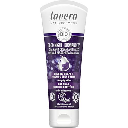 lavera Good Night 2in1 Hand Cream and Mask - natural cosmetics - vegan - certified - grape & shea butter - 2.5 Fl Oz