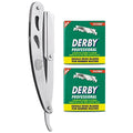 The Shave Factory Straight Edge Razor Kit (Steel Razor / 200 Derby Professional Single Edge Razor Blades)