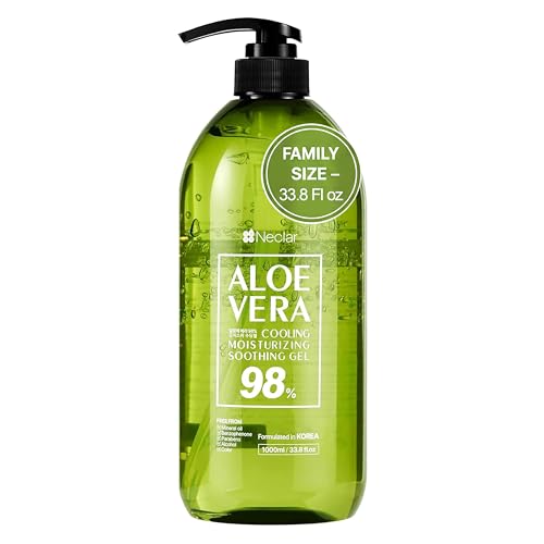 98% Pure Aloe Vera Gel for Sunburn Relief - Big 33.8oz / 1000ml - Aloe Vera - For Face, Skin and Hair - After Sun Care lotion - Sun Burn Moisturizer Cream (33.8 Fl oz)