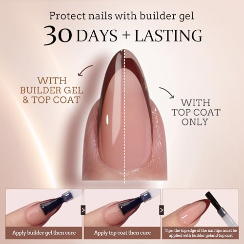 btartboxnails Nail Tips Builder Gel French Tip Press on Nails Almond