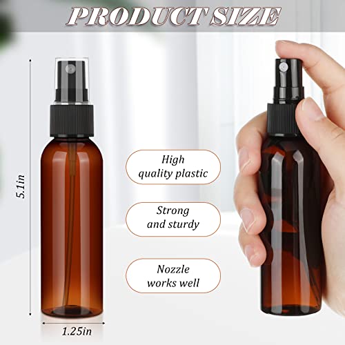 Nuogo 100 Pack 2 Oz Plastic Spray Bottles Reusable Mini Travel Size Perfume Refillable Mist Sprayer Empty Spritz Bottle for Household Use Essential Oil Cleaning(Amber)
