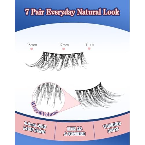 Half Lashes Natural Eyelashes 3/4 Wispy Lashes Natural Look Cat Eyelash False Corner Lash Long Strip Fluffy Pack 7 Pairs 16MM D18