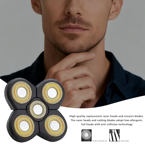 3 PCS Universal 5 Blades Head Shaver Replacement heads for Freebird Head shaver and Other Brand shaver