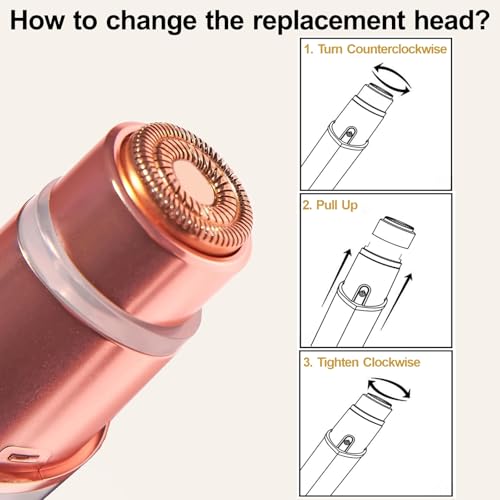 Generation 3 Replacement Heads for NEW Finishing Touch Flawless Facial Hair Remover Gen 3 - Double Precision Enhanced Floating Blades Heads for Flawless Gen 3, PACK of 6, w/Storage Case & Clean Brush