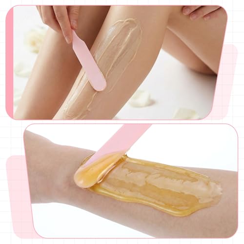 6 Pcs Pink Silicone Wax Sticks, 3 Style Non-stick Wax Spatulas Silicone Hair Removal Sticks Reusable Hard Waxs Scraper Waxing Applicator for Home Salon