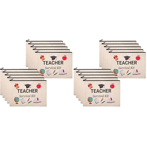 Frienda 10 Pieces Cosmetic Bags Travel Toiletry Case with Zipper for Teacher Appreciation Gifts(7.87 x 5.71 Inches) (Pack of 2)