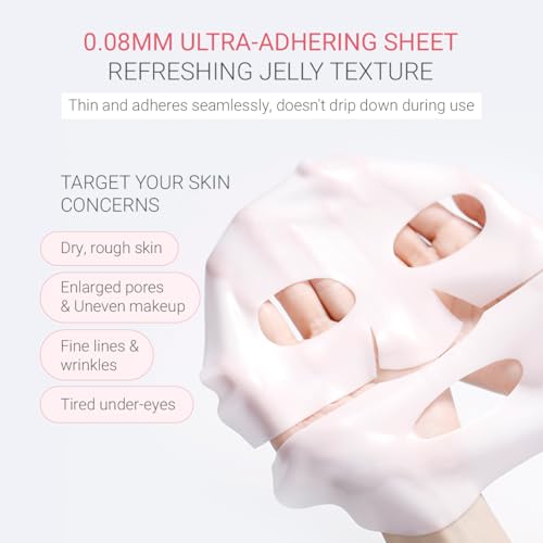 tenzero Rose Peptide Collagen Mask Pack (3 Sheets x 30g), Overnight Hydrogel Mask, Deep Hydrating, Elasticity Enhancing, Anti Wrinkle Lifting, Firming, Nourishing with Collagen, Rose Peptides