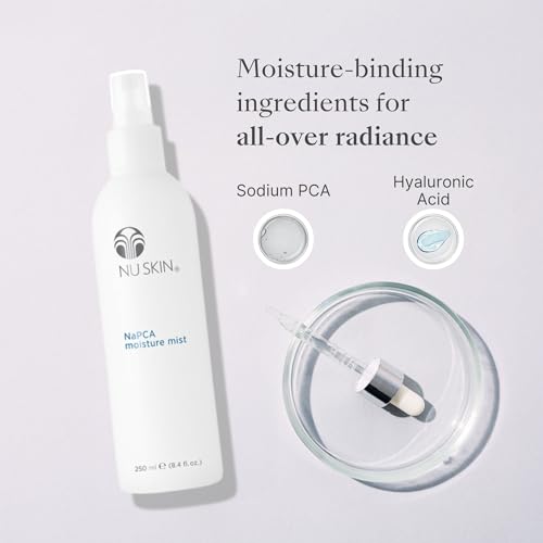 Nu Skin NaPCA Moisture Mist | Revitalizing Moisturizer & Cooling Mist with Hyaluronic Acid | Hydrating Spray for Face, Body & Hair | Sodium PCA for All Skin Types | 8 oz | 2 Pack