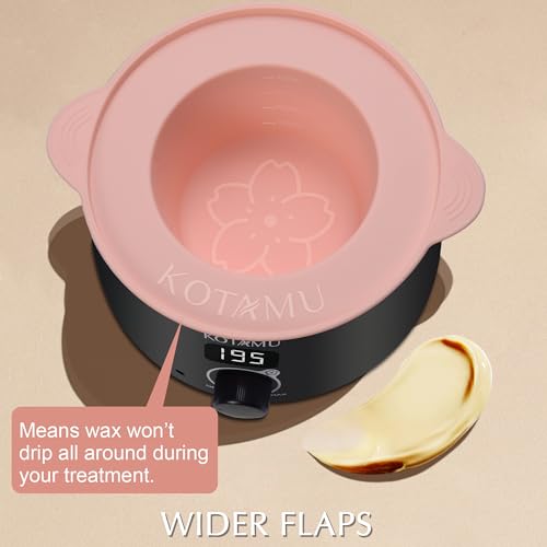 KOTAMU Black Digital Waxing Kit with Silicone Wax Warmer Replacement Pot, White Unscented Waxing Beads for Women& Men Thick Thin Hair Removal at Home, Including Face Eyebrows Armpit Legs Bikini