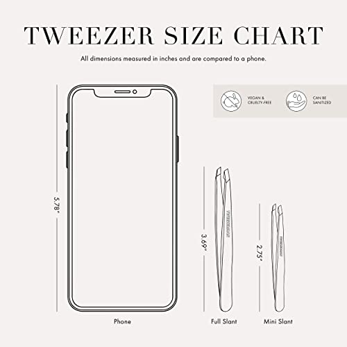 Tweezerman Mini Slant and Point Tip Tweezer - Tweezers Set for Eyebrows, Travel Tweezers for Eyebrows, Facial Hair