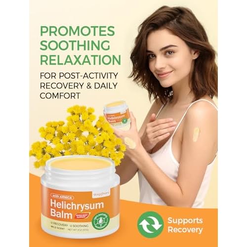 Helichrysum Balm for Skin Repair & Renewal - Natural Soothing Helichrysum Essential Oil Balm with Arnica for Bruise & Redness Relief - Moisturizes & Revitalizes Dry, Sensitive & Aging Skin