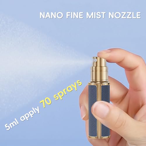 5ml Perfume Spray Bottle, AG00 Leather Refillable Dispenser Bottom Fill Fragrance Scent Container, Portable and Leak-proof Suitable for Traveling & Outgoing (White)